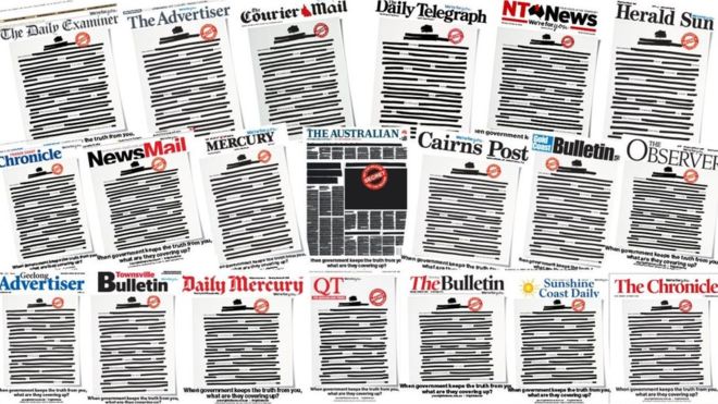 Why is the first page of all newspapers in Australia black