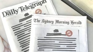 Why is the first page of all newspapers in Australia black